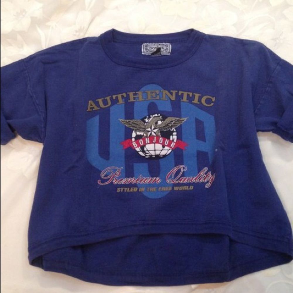 Vintage Bonjour Short Sleeve Sweatshirt